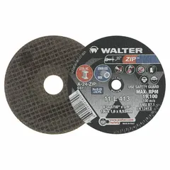 General purpose cut-off wheel for carbon and stainless steel. Type 1 wheel measures 4" diameter, 1/16" thickness, 3/8" arbor hole. Constructed with 24 grit aluminum oxide abrasive. Suitable for metal fabrication and maintenance cutting applications.