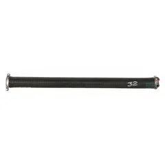 Steel torsion spring with left-hand wind direction, 0.25 in wire diameter, 2 1/2 in outside diameter, and 180° deflection angle. Closed drawbar ends for secure mounting. Used in counterbalance systems for overhead doors.