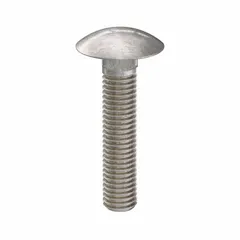 This 316 stainless steel carriage bolt features a square neck that prevents rotation during installation, making it suitable for wood-to-metal or metal-to-metal fastening. With a 1/2"-13 thread size and 2-1/2 in length, it is commonly used in corrosive environments such as marine, chemical, or outdoor applications. The plain finish provides a smooth, finished head appearance.