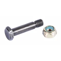 Load pin for use in hoist and lifting equipment replacement. Designed to support and measure load forces in industrial hoists and cranes. Includes a nut for secure installation.