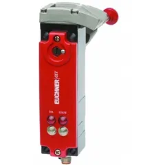 Unicode-coded safety switch with guard locking, compatible with RFID actuators. Features an M12 connector with 5 pins and supports daisy-chaining for simplified wiring in safety circuits. Used for access monitoring on industrial machinery.