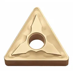 Triangle (T) indexable turning insert with PVD cermet grade for finish to medium machining of steel and stainless steel. Used in lathe operations for general turning, facing, and profiling applications.
