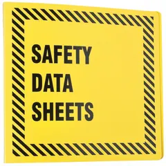 This binder is designed to organize and store safety data sheets in industrial facilities. It features a 3-inch ring size, 11-inch overall height, and 3 3/4-inch overall depth. Includes one 36-inch chain for secure mounting near workstations.