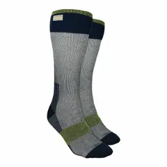 Unisex thermal work socks in navy, size S/M, with a 13.4-inch over-the-calf length. Made from a wool blend with acrylic and nylon for warmth and moisture management. Suitable for cold environments in industrial, construction, or outdoor settings.