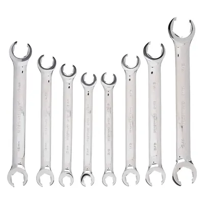 WESTWARD Flare Nut Wrench Set: Alloy Steel, Chrome - SAE & Metric, Double End, Flex-Head, 6-Point, Flare Nut Wrench Sets
