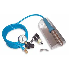 Plastic welding kit for thermoplastic materials up to 3/4 in thickness. Operates at 650 W and 120 V. Suitable for fabrication, repair, and assembly of plastic components in industrial and commercial applications.
