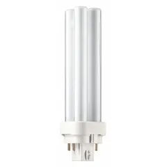 This PHILIPS PL-C compact fluorescent lamp features a double twin-tube design with a 4-pin G24q-1 base. It delivers 900 lumens at 3000K color temperature and is dimmable. Suitable for use in downlights, wall sconces, and task lights in commercial and industrial settings.