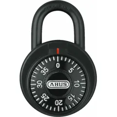 Keyless combination padlock with a black dial and steel body. The steel shackle provides secure locking for lockers, toolboxes, cabinets, and gates. Suitable for indoor and light outdoor use where a combination lock is preferred over a keyed lock.