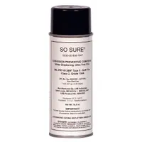 This corrosion inhibitor forms a dry lubricant film that protects metal surfaces from rust and corrosion while providing lubrication. Suitable for applications requiring a non-staining, non-oily film. Container size is 16 oz, with a maximum operating temperature of 130°F