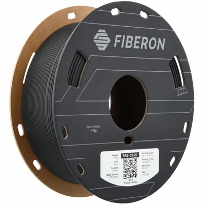 POLYMAKER Filament: Fiberon PA6-CF20, Nylon, 1.75 mm, 0.5 kg - Carbon Fiber-Reinforced Nylon 3D-Printing Filament