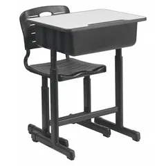 This configurable student desk with chair in Gray combines a work surface and seating into a single unit. Designed for educational settings, it provides a compact solution for classrooms, training rooms, and study areas.