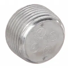 This blank plug is used to seal unused openings in explosion-proof enclosures, junction boxes, and conduit systems in hazardous locations. It prevents ingress of dust, moisture, and gases. Made of aluminum with a plain finish, it features 1/2-inch male NPT threads on both ends.