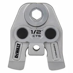 This steel jaw is designed for use with compact press tools to create 1/2 in CTS press connections on copper and stainless steel pipe. It is suitable for applications in plumbing, HVAC, and mechanical contracting where pipe joining without soldering or threading is required.