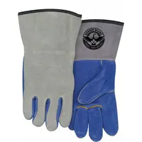 Welding Gloves: Straight Thumb, Gauntlet Cuff, Premium, Gray Cowhide, One Size Glove Size, 1 PR (MPN 64-9-666B-7)