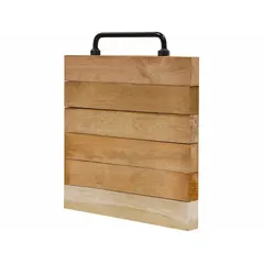 Square wood outrigger pad, brown, 18 in length, 18 in width, 2 in thickness. Provides a stable base for outriggers on cranes and aerial lifts, distributing load on soft or uneven ground.