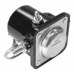 Motor solenoid designed for use with Meyer Snowplows. Controls electrical current to the plow motor for lift and angle functions. Direct replacement part for restoring operation in snowplow systems.