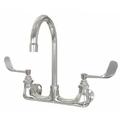 This centerset utility faucet is constructed of cast brass with a chrome finish. It includes faucet mounting kits and has a flow rate of 2 gpm. Suitable for service sinks in commercial settings such as janitorial closets and maintenance areas.