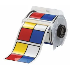 Blank NFPA diamond label roll, 4 in x 4 in, made of white vinyl with acrylic adhesive. Designed for use with GlobalMark 2 printer series to create custom hazard communication placards for industrial safety compliance.