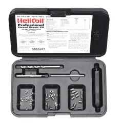 This thread repair kit includes 18-8 stainless steel helical inserts and an STI tap for restoring #8-36 fine threads in metal components. The free-running inserts have a right-hand thread direction and are suited for general industrial maintenance and repair applications.