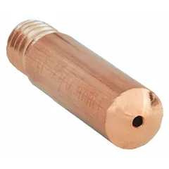Standard-duty threaded contact tip for MIG welding, designed for Nozzle Series 21. Accepts wire up to 0.035 inches in diameter. Transfers welding current to the wire and guides it into the weld pool. Supplied in a 25-piece pack.