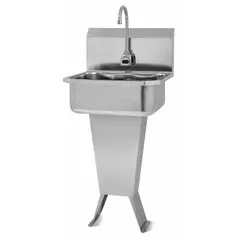 AC-powered sensor-operated hand sink with 17 in bowl length and 7 in bowl depth. Flow rate of 2 gpm. Suitable for commercial restrooms, food service areas, and healthcare settings requiring touch-free handwashing.