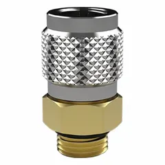 Brass port fitting for connecting hoses and manifolds to HVAC service ports. Includes a storage tube for organization. Compatible with FIELDPIECE VC1 model.