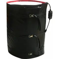 This 55-gallon drum and bucket blanket heater operates at 115V AC and 356.56 W, maintaining a temperature of 80°F. With an IP66 rating, it is suitable for indoor and outdoor use in material handling and storage applications to provide freeze protection or viscosity control for contents such as chemicals, oils, or adhesives.