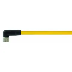 Cordset: M8 Female Right Angle X Bare Wire, 4 Pins, Yellow, PUR, 1.5 m Cable Lg, 24 AWG Wire Size (MPN 7000-08101-0310150). Key specifications — Cable Jacket Color: Yellow; End 1 Mounting Orientation: Right Angle; End 1 Gender: Female; End 1 Connection Type: M8; Cable Jacket Material: PUR; Brand: MURRELEKTRONIK; IP Rating: IP67; End 2 Connection Type: Bare Wire.