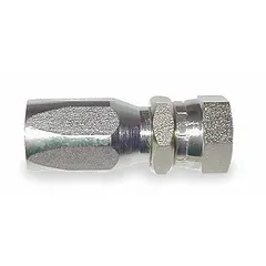 Straight steel reusable hydraulic hose fitting with JIC male thread on one end and hose connection on the other. Thread size is 3/4"-16, fitting size 3/4 in x 3/8 in, for -8 dash size hose. Compatible with H059 hose series. Used in fluid power systems to connect hoses to JIC threaded ports.