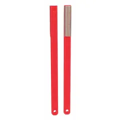 Square diamond abrasive file for fine sharpening and finishing of hard materials. Each file measures 1 1/2 in L x 3/4 in W x 3/4 in H. Suitable for deburring, edge conditioning, and precision tool maintenance. Supplied in a 10-pack.