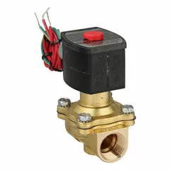 2-way/2-position normally open solenoid valve with 3/4 in pipe size and 110V AC coil. NBR seal and high-flow design. Suitable for on/off control of water, air, and light oil in industrial fluid systems.