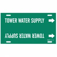 Pipe Marker: Tower Water Supply, Green, White, Fits 6 to 7 7/8 in Pipe O.D., 1 Pipe Markers (MPN 4144-F)