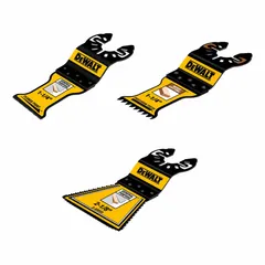 This set includes three semi-circular blades with a universal open-back OIS connection, designed for use with oscillating multi-tools. The blades are suited for plunge cuts in wood, drywall, and plastics, as well as scraping and grout removal in renovation and demolition work.