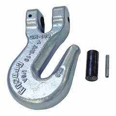 Alloy steel grab hook rated Grade 100 with a 3/8 in hook opening width. Designed for lifting applications requiring a narrow opening, such as rigging and material handling. Suitable for deformation and max angle use.