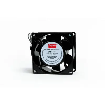 Dayton Axial Fan: 28 cfm Airflow @ 0.000 in SP, 3 1/8 in Ht, 1 1/2 in Dp, Lead Wires - Standard Square Axial Fans