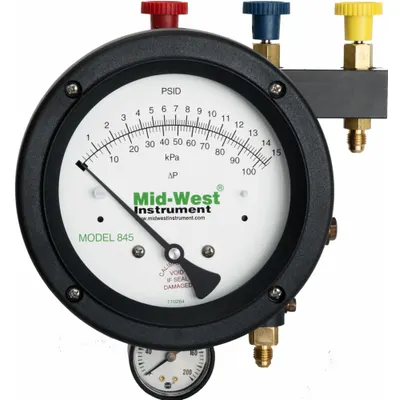 MIDWEST INSTRUMENT Backflow Kit 5-Valve: Molded Plastic Carrying Case, 3 Valves, 845-3 - Backflow Preventer Test Kits