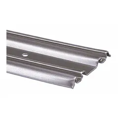 This PRIME-LINE bottom-mount hanging door track measures 6 ft in length, 2 9/16 in wide, and 1/4 in high. It supports doors up to 5 lb and is used for light-duty sliding door applications such as cabinet or small interior bypass doors where a low-profile bottom guide is needed.