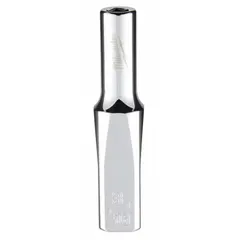 This 1/4 in drive, 3/16 in socket size anti-roll hand socket features a 6-point deep well design in chrome finish. Suitable for manual fastening of SAE fasteners in recessed areas or on extended studs, commonly used in automotive repair and general assembly tasks.