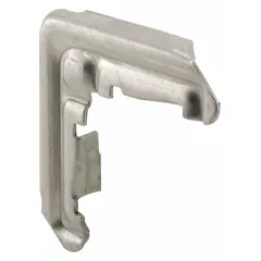 Frame corner for screen door frames. Each corner measures 3/4 inch in overall height and 3/4 inch in overall length. Supplied as a 4-pack in unfinished gray finish. Used for repairing or assembling screen door frames.