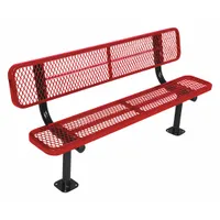 ULTRASITE Outdoor Bench: Extra Heavy-Duty, 72 in Overall Lg, 35 1/4 in Overall Ht, Red, Black, Steel (MPN 940SM-V6-RED)