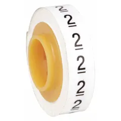 Replacement roll for wire marker dispensers. Contains 576 black-on-white polyester film labels with legend '2'. Suitable for identifying wires and cables in electrical and instrumentation panels. Temperature range -40°F to 250°F.