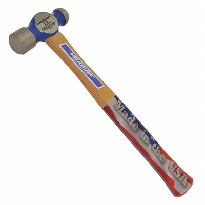 VAUGHAN Ball Peen Hammer: Wood, Steel, 12 oz Head Wt, 1 7/8 in Face Dia - Standard Ball-Peen Hammers
