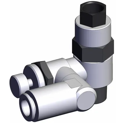 SMC Piloted Non-Return Valve: Universal Fitting, Knurled, 1/4 in Valve Body Size - Adjustable Direction Speed Controllers with Pilot Check Valve