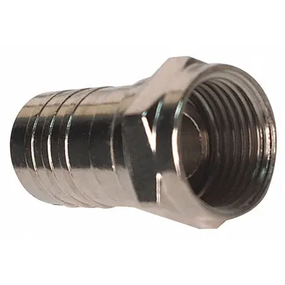 VITEK Crimp Connector: Female, Connector, Silver, Crimp-On, RG-6, 1 GHz Max Freq - F-Type Coaxial Connectors
