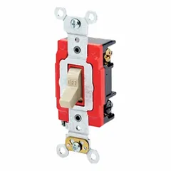 This 3-way maintained toggle wall switch is rated for 120/277V AC and 20 A. It is non-illuminated with an ivory finish and designed for standard wall-box installation. Typical applications include controlling a light or load from two locations, such as stairways or hallways.