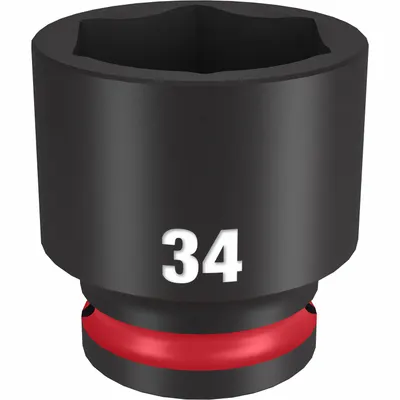 MILWAUKEE Standard Impact Socket: 1/2 in Drive Size, Metric, 34 mm Socket Size, 6-Point - 1/2" Drive Impact Sockets