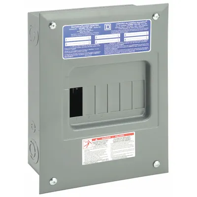 SQUARE D Load Center: 100 A Amps, 120/240V AC, 6 Spaces, 1 Phase, 6 Max. No. of Tandem Breakers - Square D HOM - Main Lug Load Centers