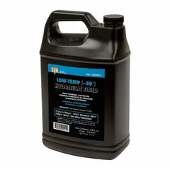 Hydraulic fluid formulated for heavy equipment drivetrain and transmission systems. Provides lubrication and power transfer in transmissions, differentials, and wet brakes. Suitable for use in construction, mining, and agricultural machinery hydraulic systems.