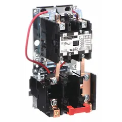 Non-reversing magnetic motor starter with thermal overload protection for starting and stopping motors in applications such as fans, pumps, and compressors. 2-pole, 40 A rating with a 208-240V AC coil. Requires one thermal unit (not included) for overload protection.