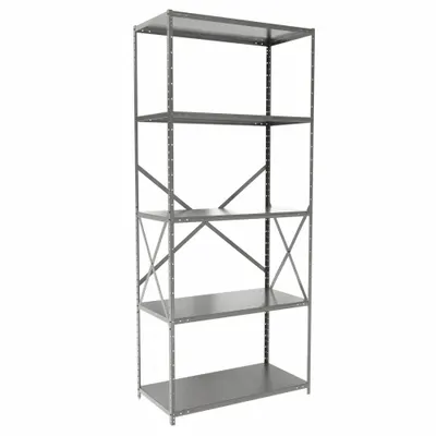 HALLOWELL Metal Shelving: Standalone, Heavy-Duty, 36 in x 18 in, 84 in Overall Ht - Heavy-Duty Standalone Open Metal Shelving